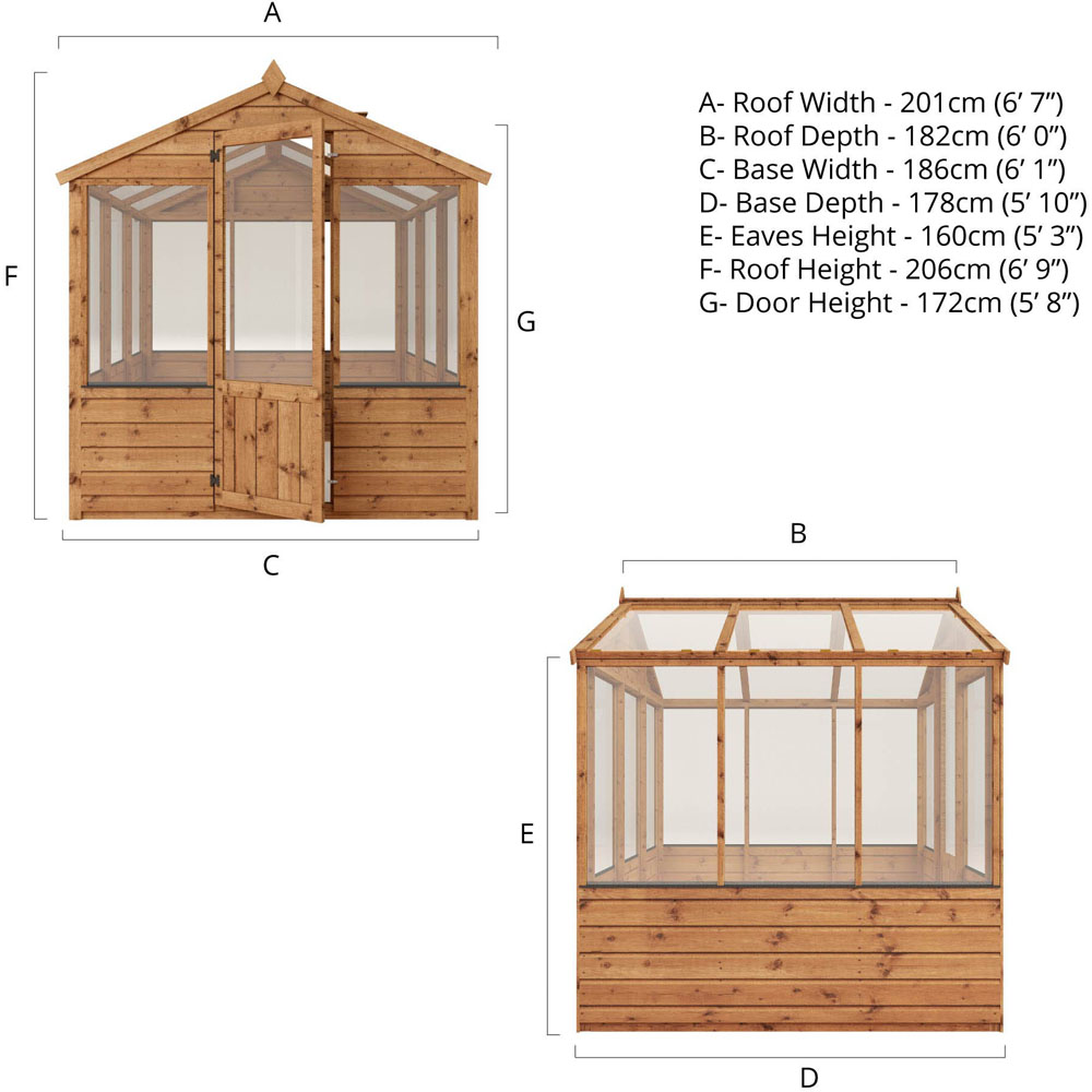 Mercia Wooden 6 x 6ft Traditional Greenhouse Image 7