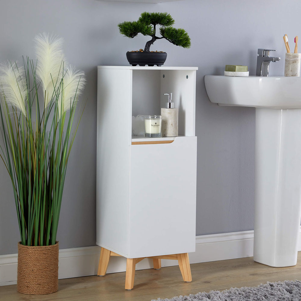 Home Source Florence White Single Door Bathroom Storage Cabinet Image 7