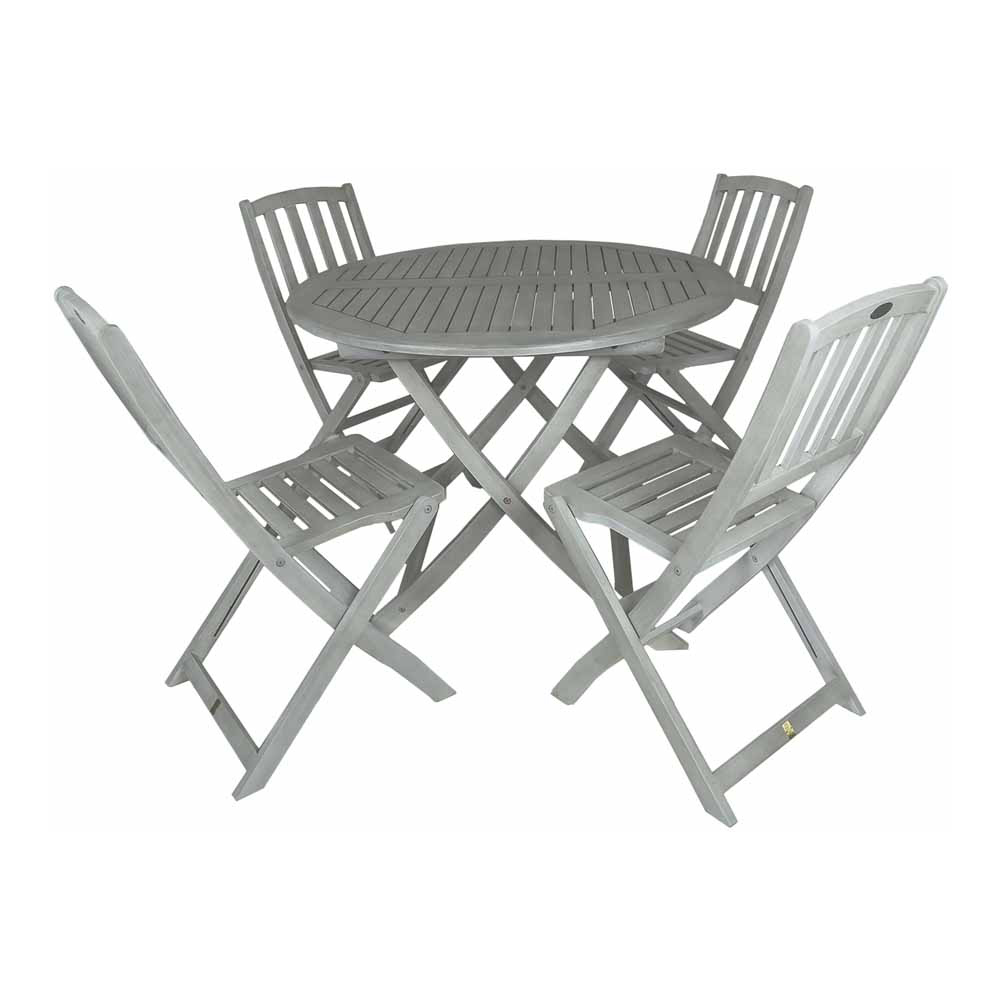 Charles Bentley Acacia 4 Seater Washed Wood Dining Set Image 2