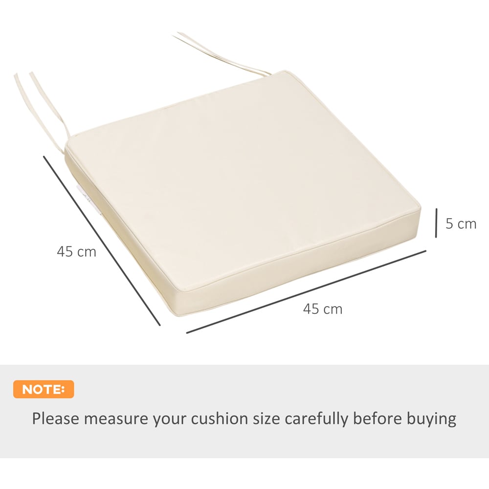 Outsunny Cream White Garden Chair Cushion with Ties 45 x 45cm 2 Pack Image 7