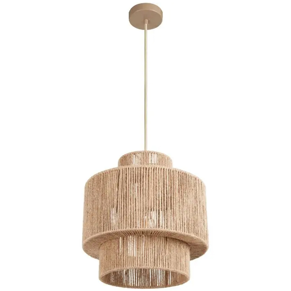 tectake Allegra 3-Tier Boho Chic Jute Fibre Pendant Light Image 1