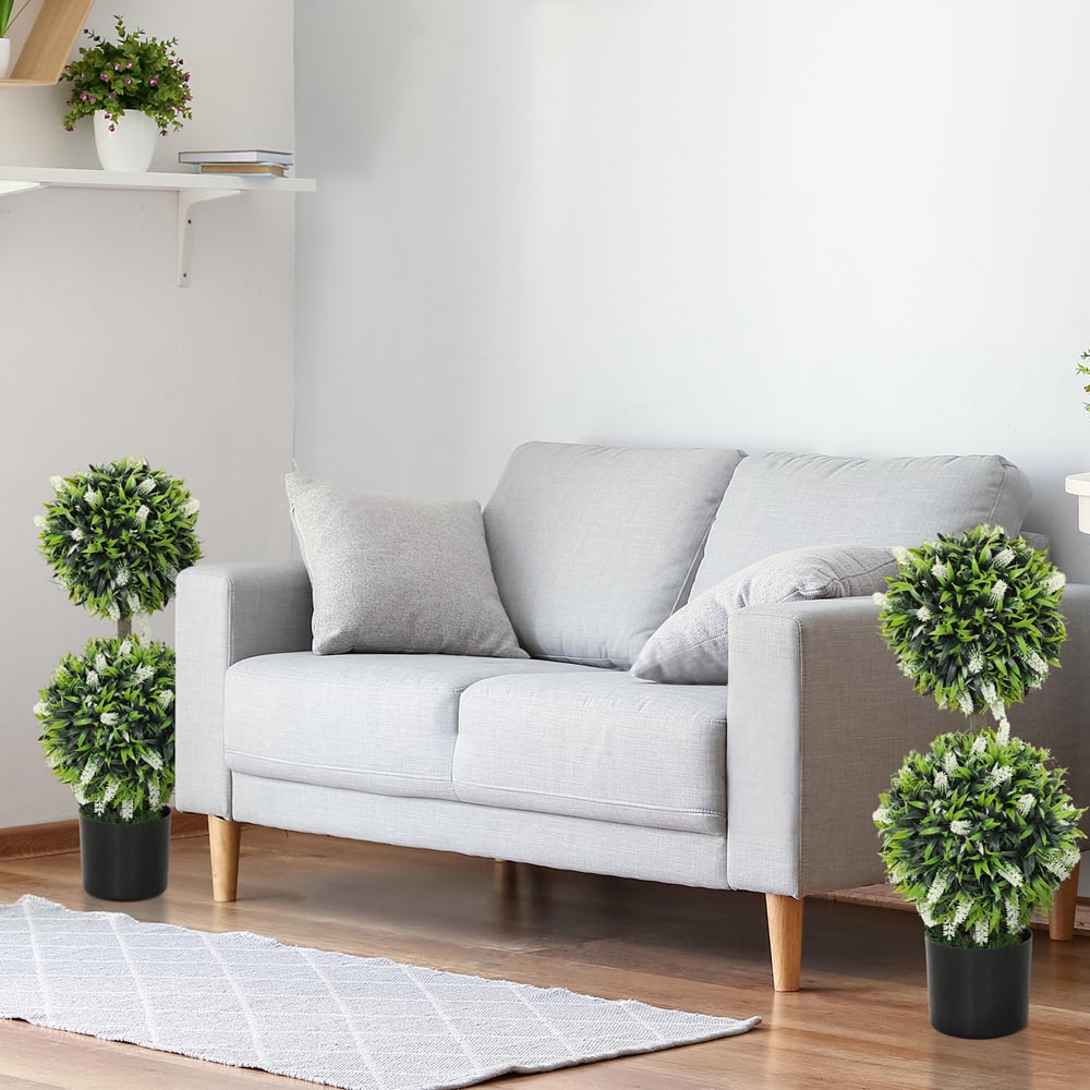 Portland White Lavender Flower Artificial Plant in Pot 2 Pack Image 6