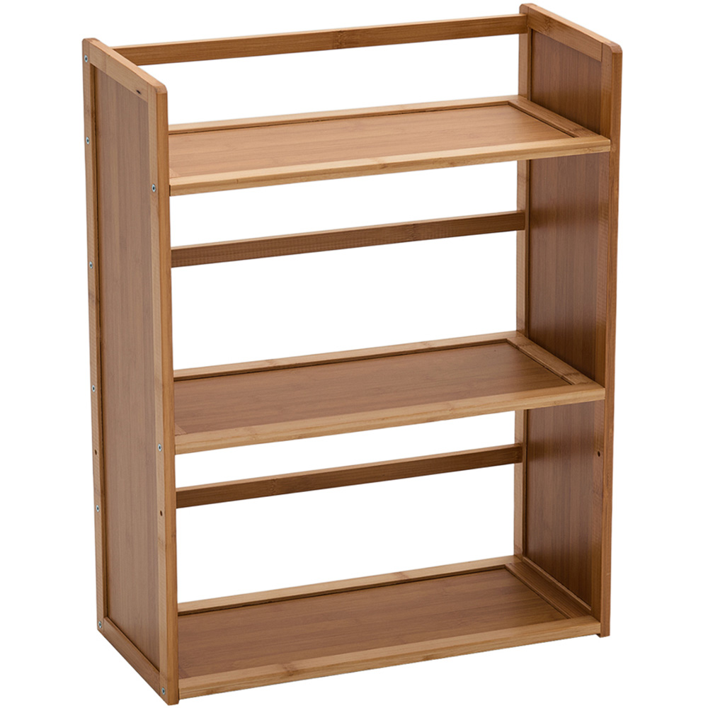 Living and Home 3 Shelf Brown Bamboo Desktop Bookshelf with Guardrail ...