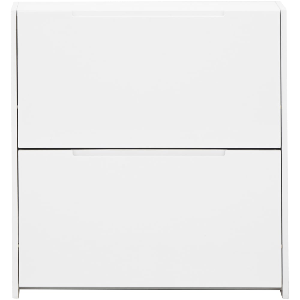 GFW 2 Tier White High Gloss Narrow Shoe Cabinet Image 2