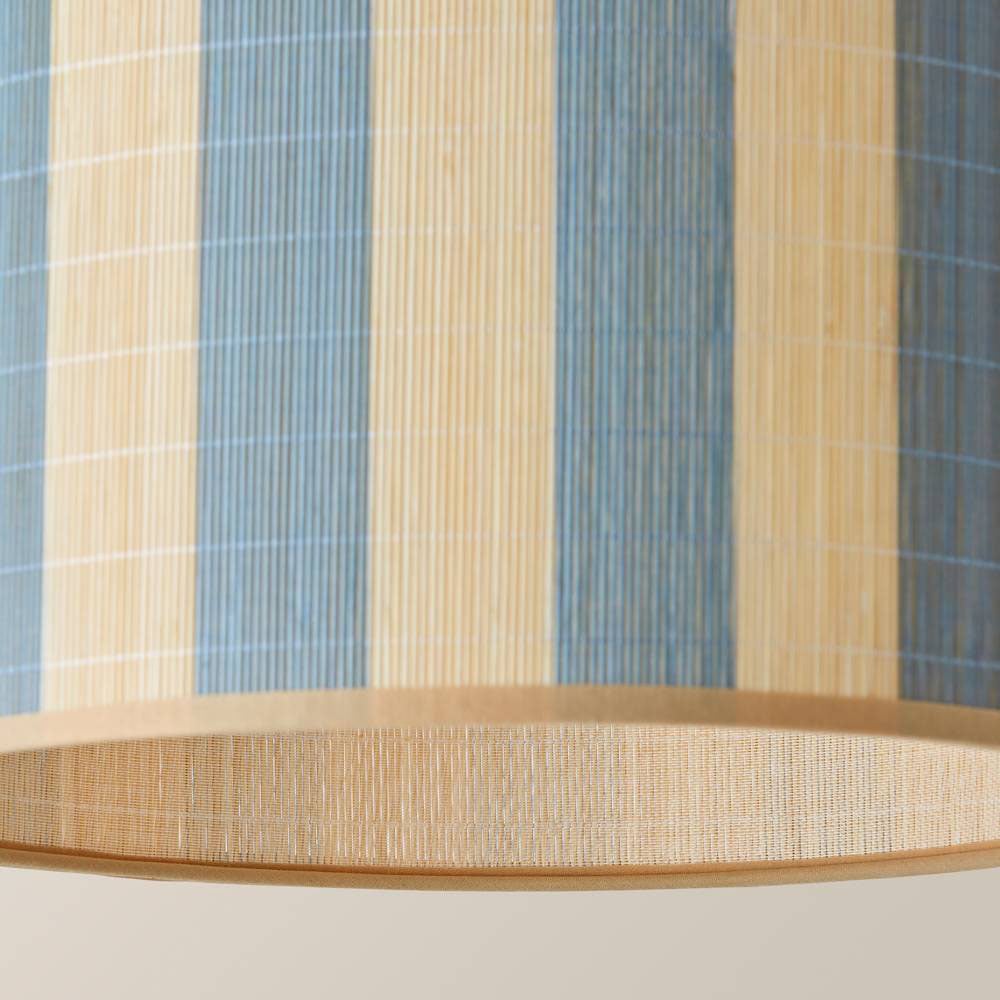 ValueLights Lori Blue Stripe Bamboo Ceiling Drum Lamp Shade Image 6