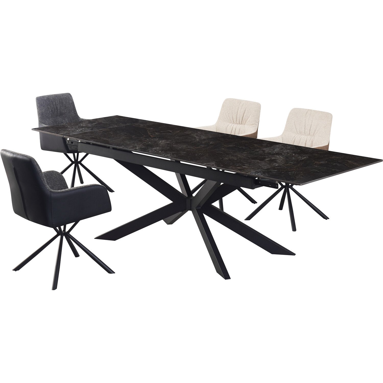 Henley Marble Extending Dining Table Black Image 6