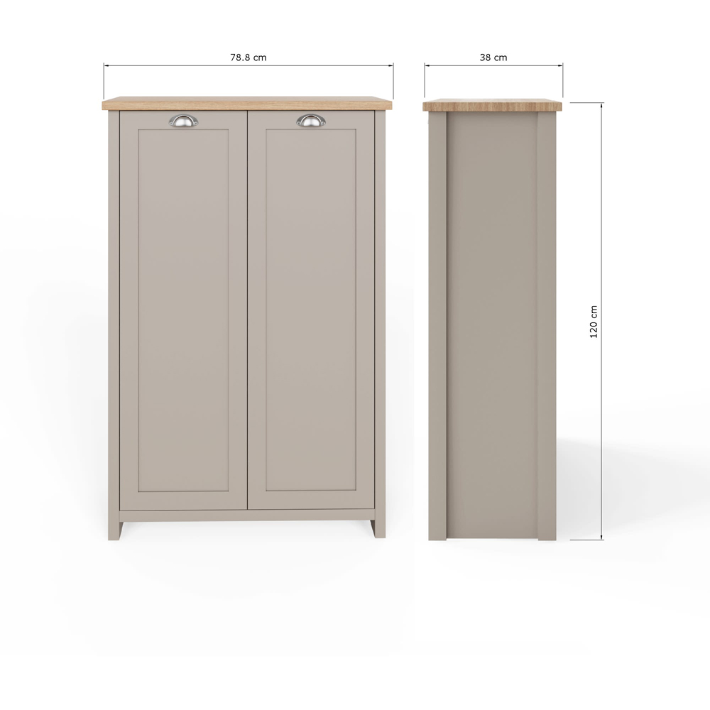 GFW Lancaster 2 Door Grey and Oak Tall Shoe Cabinet Image 9