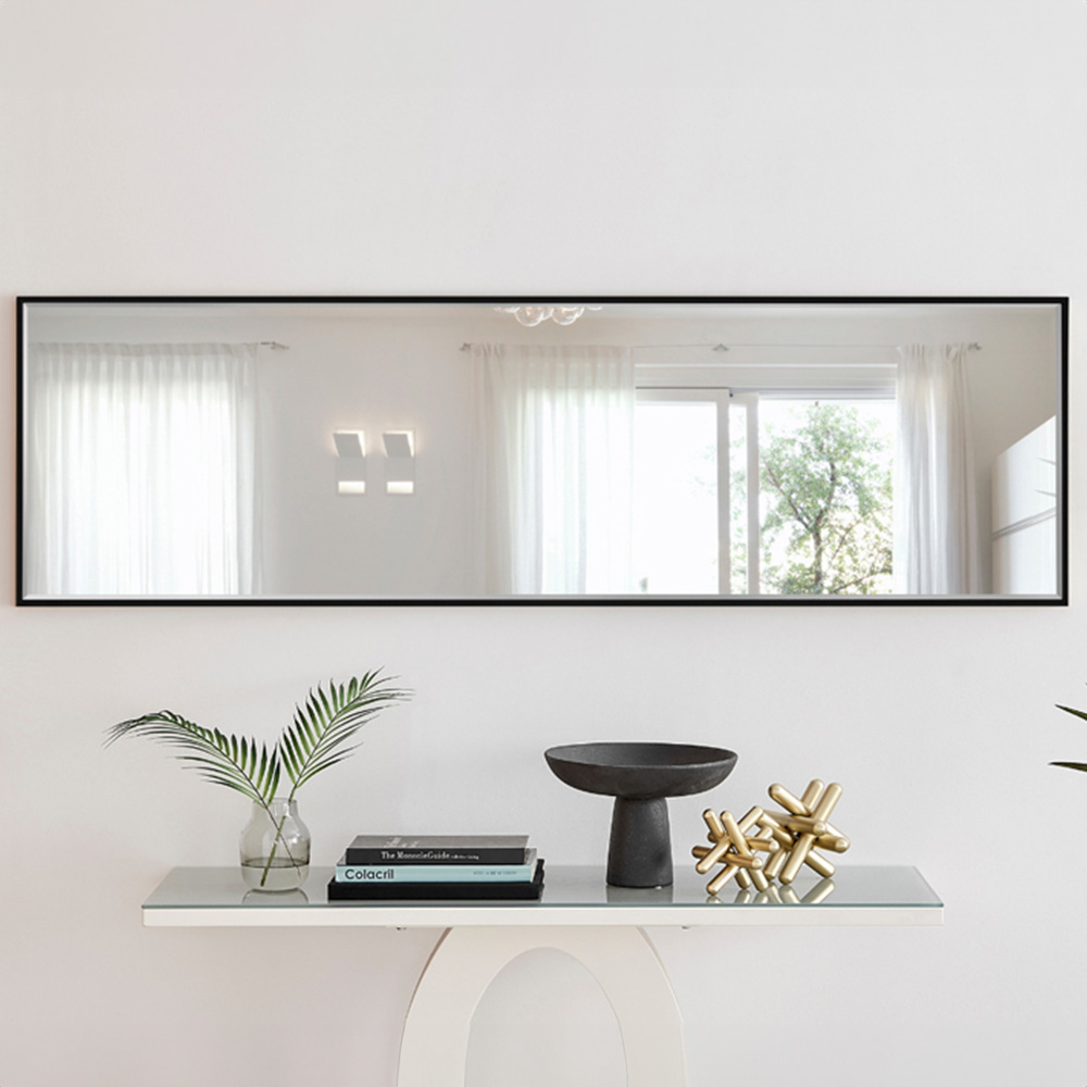 Furniturebox Austen Rectangular Black Extra Large Metal Wall Mirror 170 x 50cm Image 8