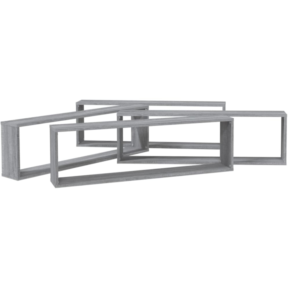 vidaXL 100cm Set of 4 Grey Sonoma Cube Floating Wall Shelf Image 3