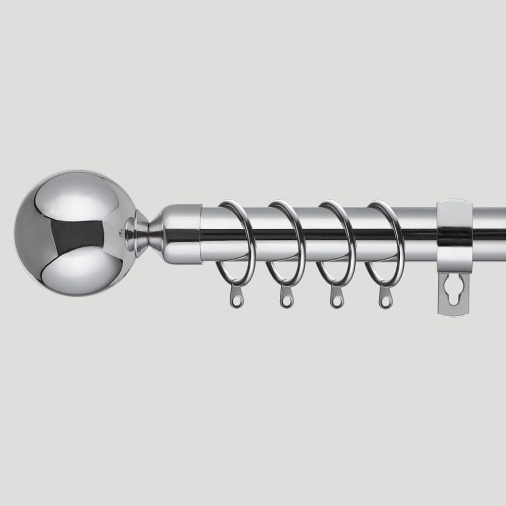 Home Treats 40 to 325cm Extendable Chrome Metal Round Curtain Pole Image 5