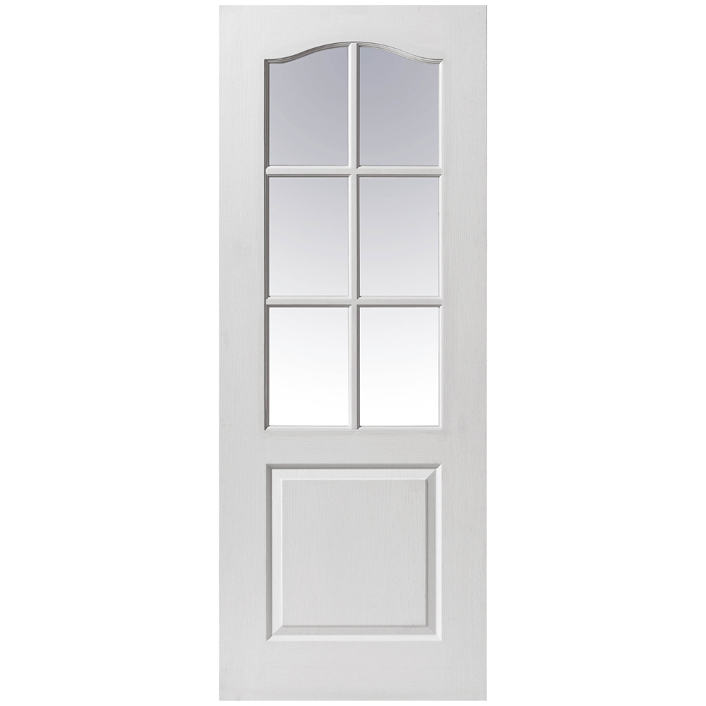 JB Kind Classique Moulded Panel White Glazed 6 Light Internal Door 1981 x 686mm Image 1