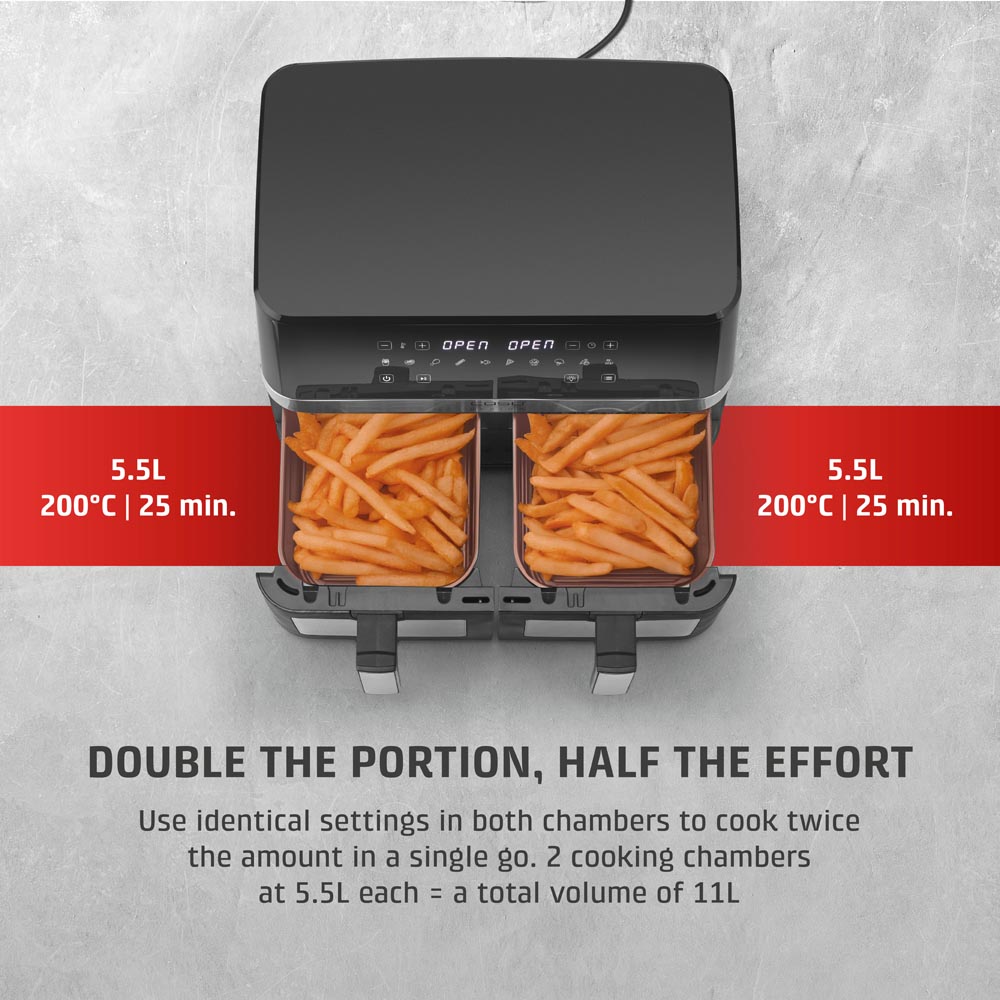 CASO Design DuoChef 3186 Black 14L Dual Air Fryer Image 6