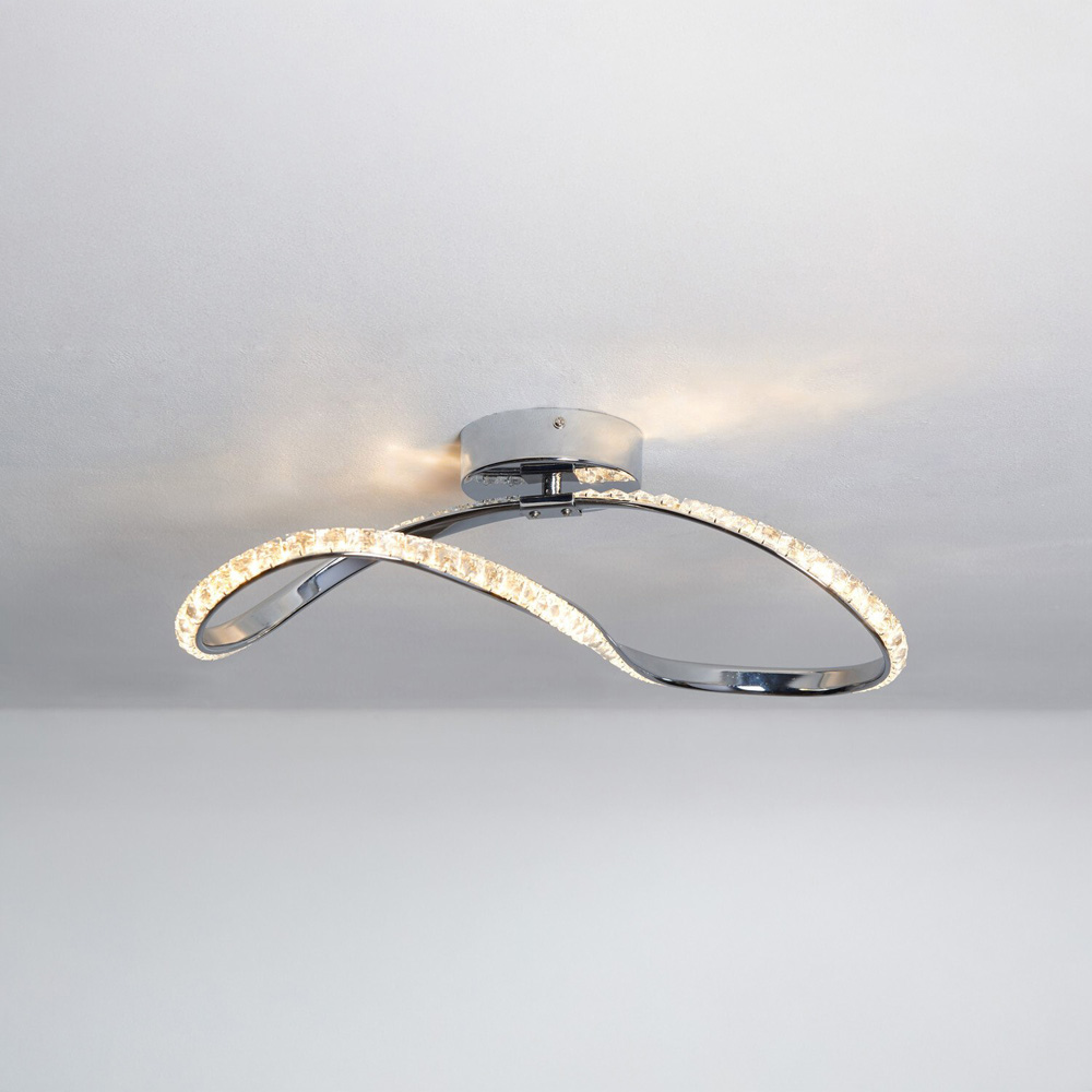 Silver Nora LED Flush Fitting LED Ceiling Light Image 2