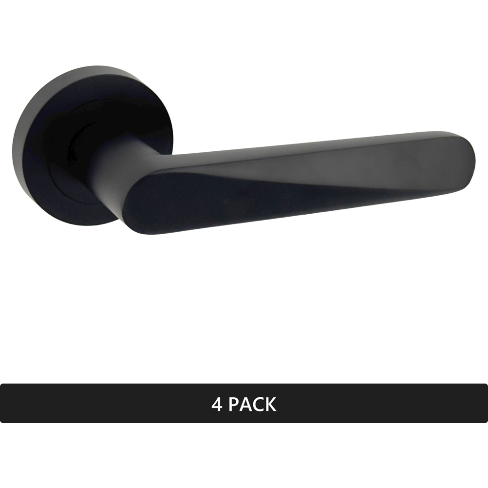AXS Hardware Detroit Black Door Handles on Rose 4 Pack Image 5