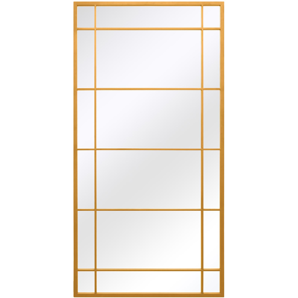 MirrorOutlet The Tabula Gold Metal Window Outdoor Garden Wall Mirror 160 x 80cm Image 1