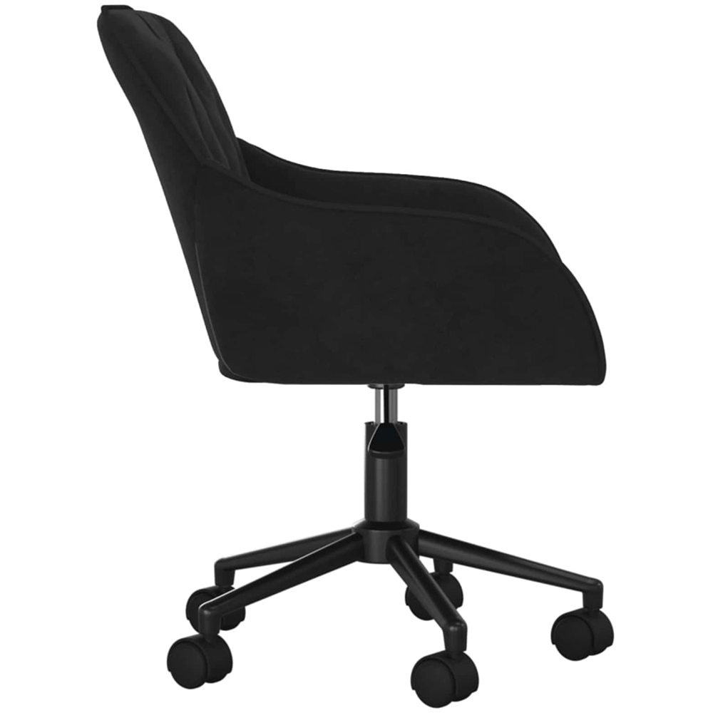 vidaXL Set of 2 Black Velvet Height-Adjustable Swivel Dining Chair with Wheels Image 5
