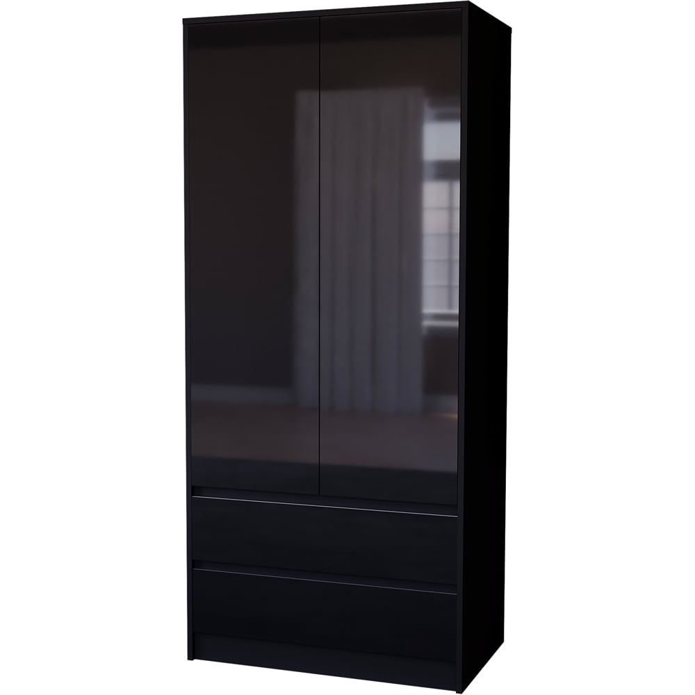 Vida Designs Glinton 2 Door 2 Drawer Black Wardrobe Image 2