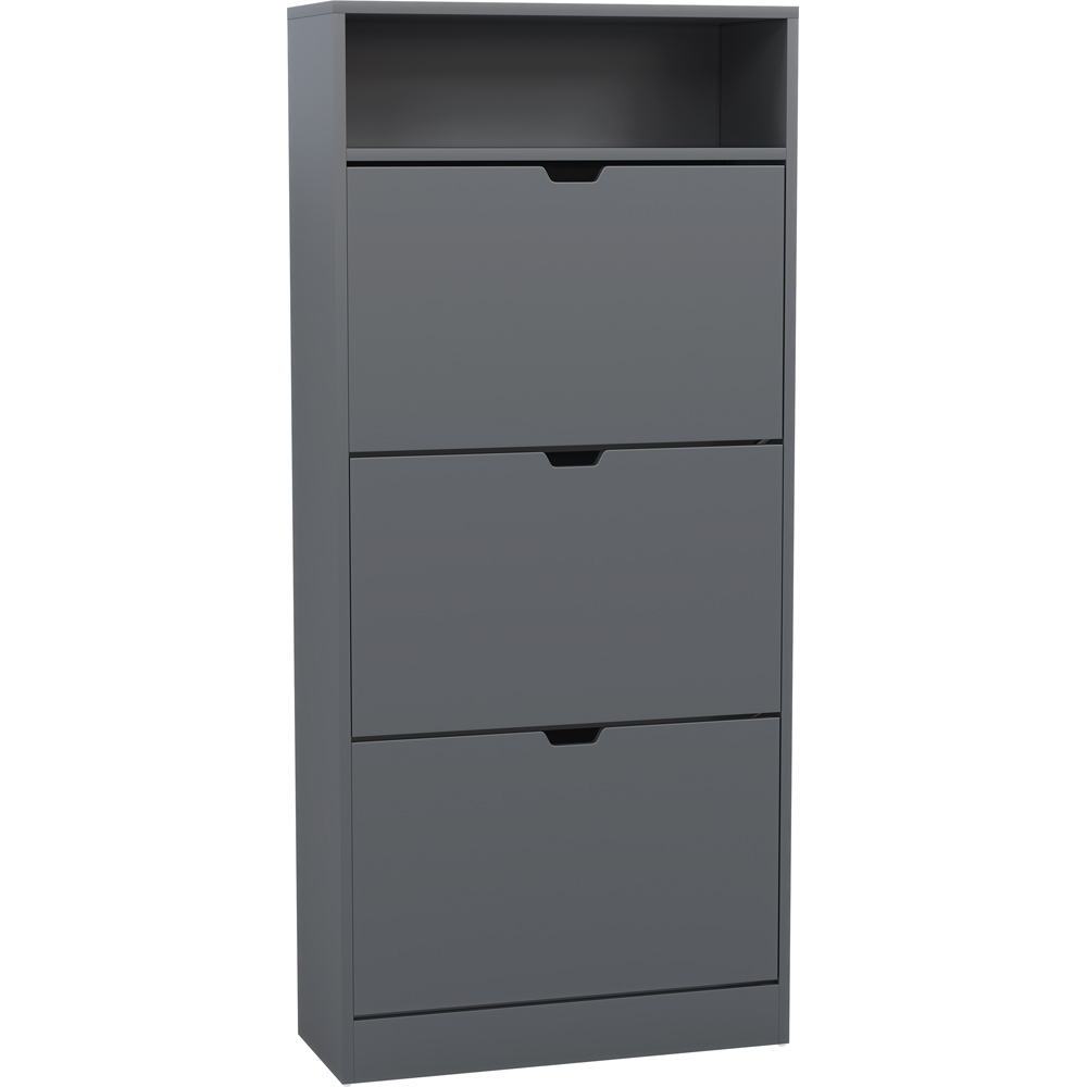 VIDA DESIGNS 3 Drawer Single Shelf Grey Shoe Cabinet Image 2