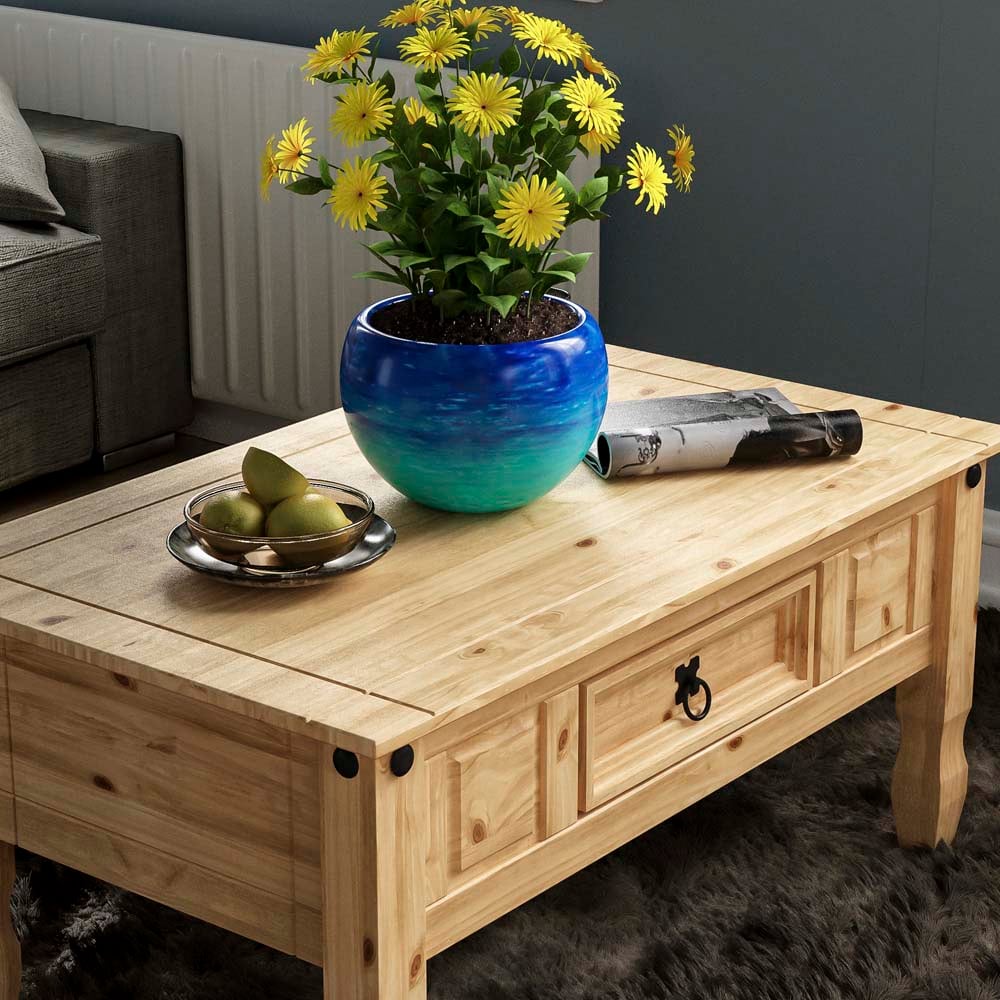 Vida Designs Corona Single Drawer Pine Coffee Table Image 5