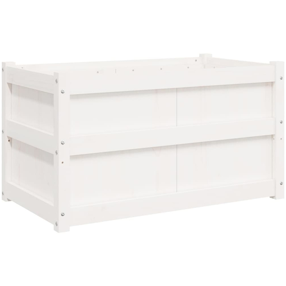 vidaXL White Solid Pine Wood Raised Garden Planter 50 x 90 x 50cm 2 Pack Image 4