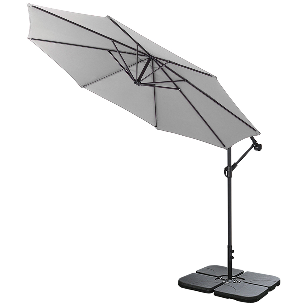 Living and Home Light Grey Cantilever Parasol with Square Base 3m Image 3