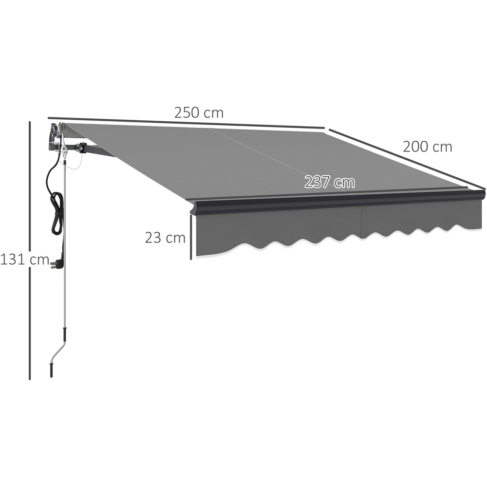 Outsunny 2.5 x 2m Dark Grey Electric Retractable Awning Image 9