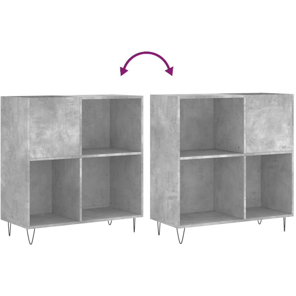 vidaXL 3 Shelf Concrete Grey Square Record Cabinet Image 7