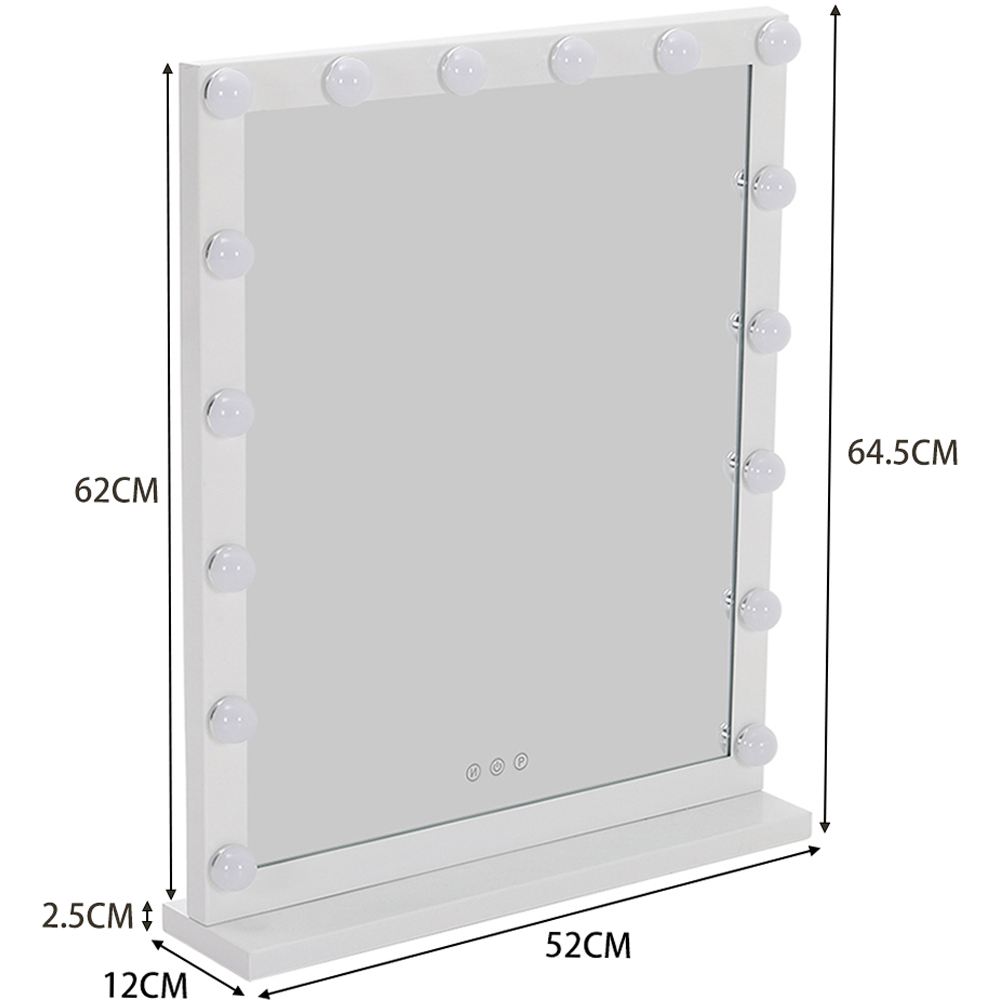 Living and Home White Rectangular Hollywood LED Makeup Mirror with Stand Image 7