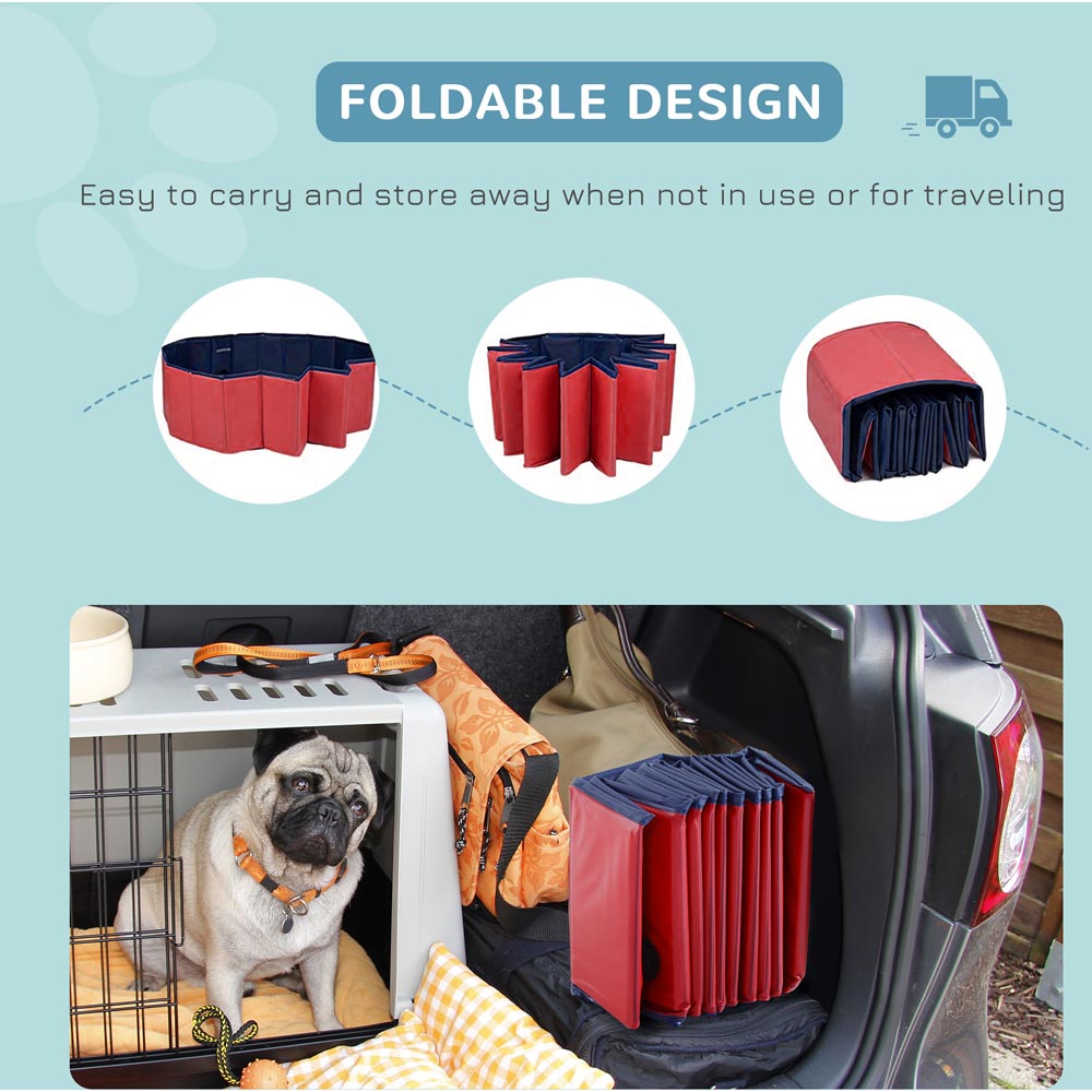 PawHut Foldable Dog Paddling Pool Red Image 7