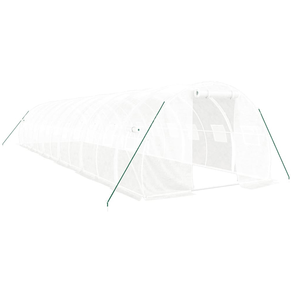 vidaXL White Polyethylene Galvanised Steel Frame 39.3 x 9.8ft Greenhouse Image 1