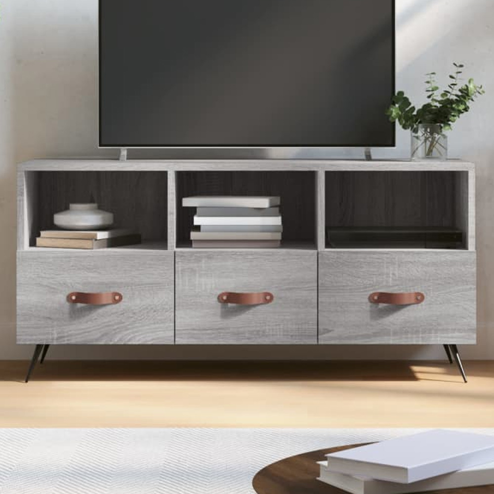 vidaXL 3 Drawer 3 Shelf Grey Sonoma TV Cabinet Image 1