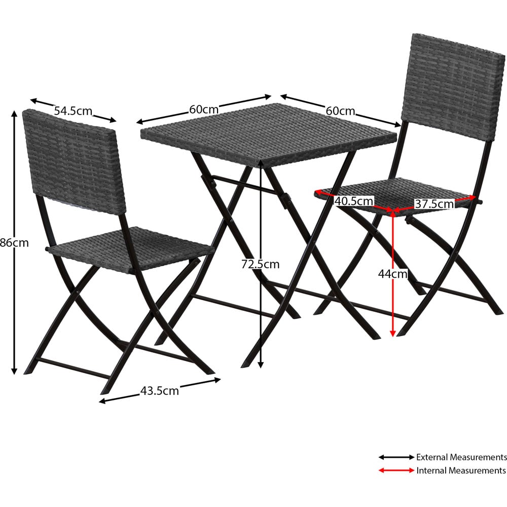 Garden Vida Capri Rattan Effect 2 Seater Bistro Set Grey Image 7