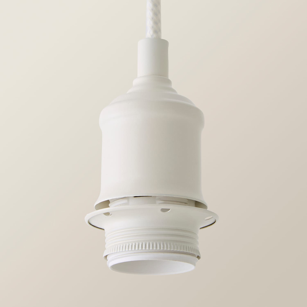 ValueLights Shaw Cream Fabric Adjustable Drop E27 Pendant Ceiling Light Fitting Image 5