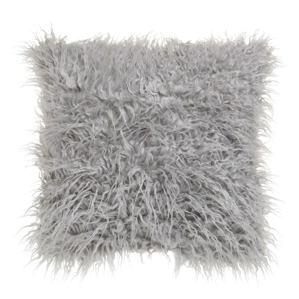 Wilko  Faux Mongolian Cushion Grey 50 x 50cm Image 1