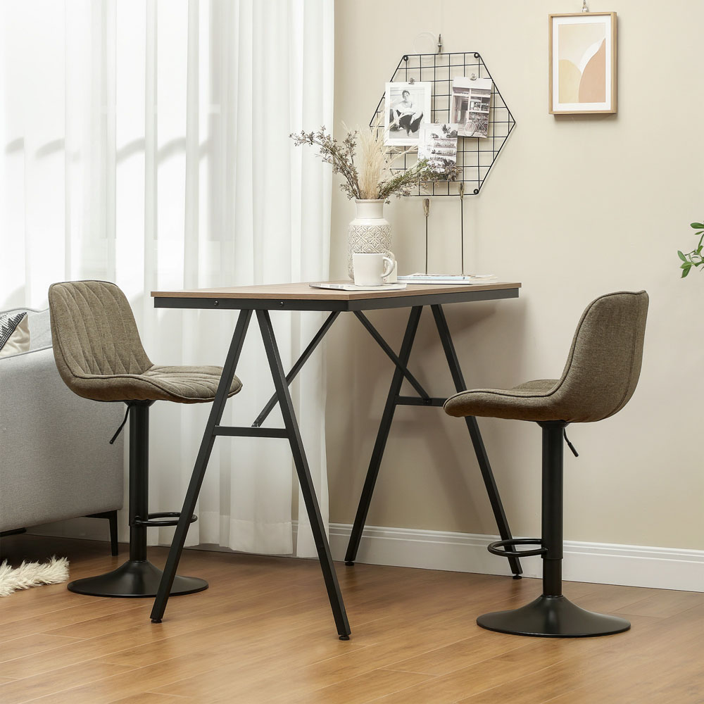 HOMCOM Brown Modern Adjustable Swivel Bar Chair Set of 2 Image 3