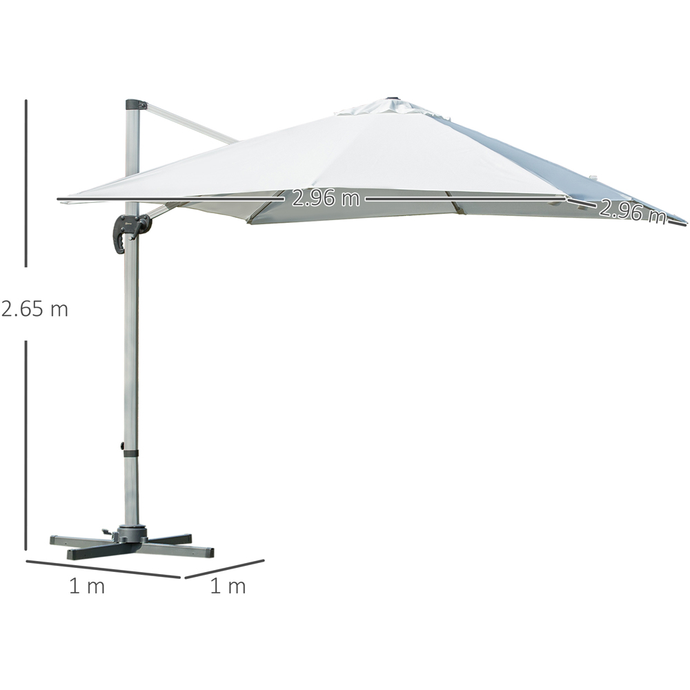 Outsunny White Cantilever Roma Parasol with Cross Base 3m Image 7