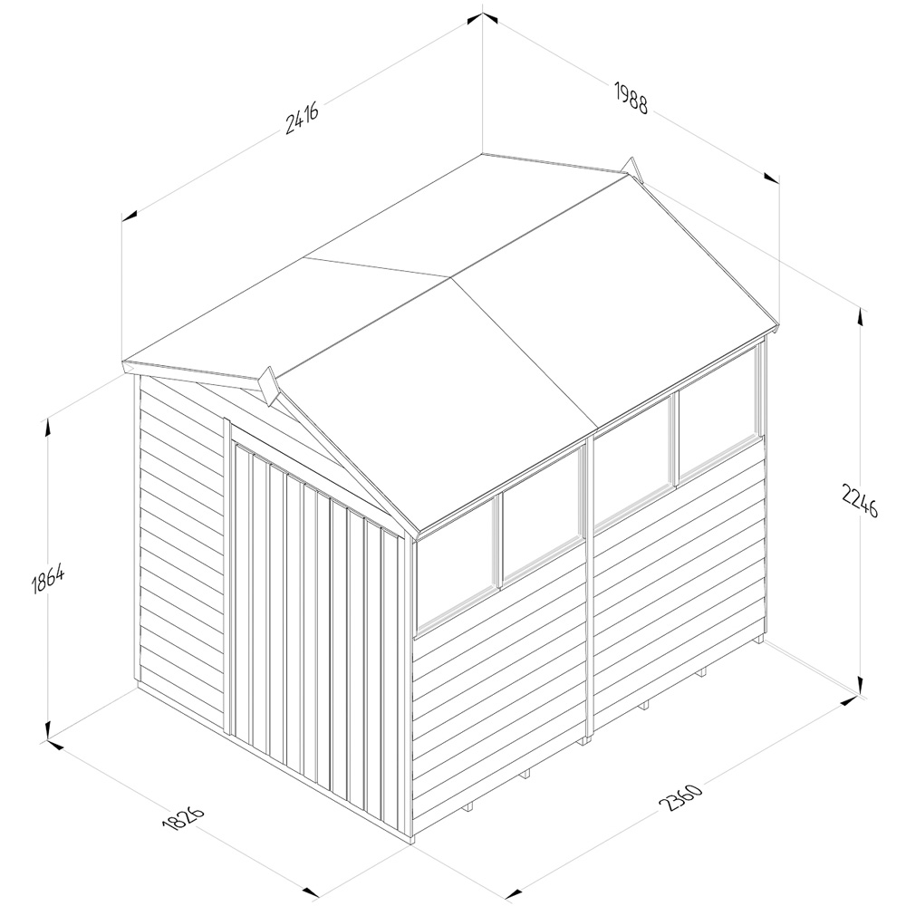 Forest Garden 4LIFE 6 x 8ft Double Door 4 Windows Apex Shed Image 9