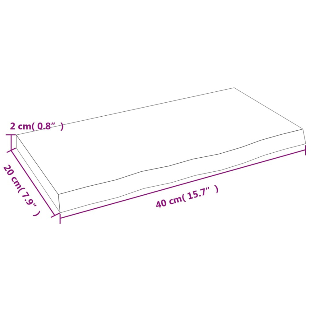 vidaXL 40 x 20 x 2cm Dark Brown Treated Solid Wood Oak Wall Shelf Image 6
