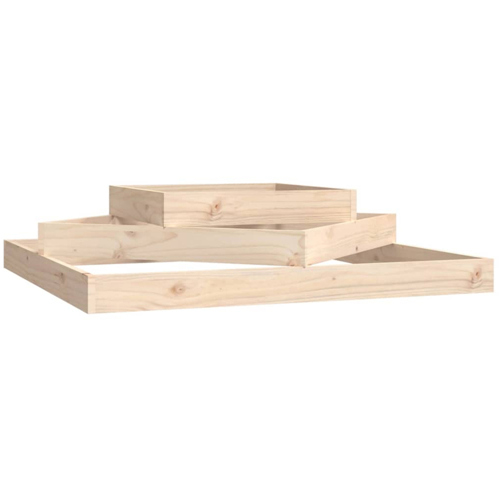 vidaXL 3-Tier Natural Solid Pine Wood Garden Planter 112 x 112 x 27cm Image 1