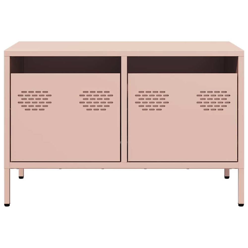 vidaXL 2 Drawer Pink Steel Industrial Style TV Cabinet Image 4