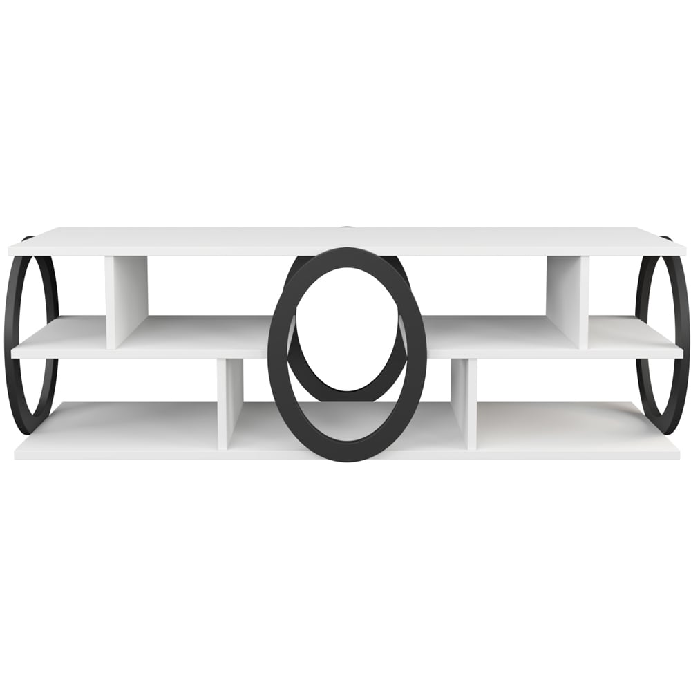 Decorotika Fale 7 Shelf White and Black Modern TV Unit Image 2