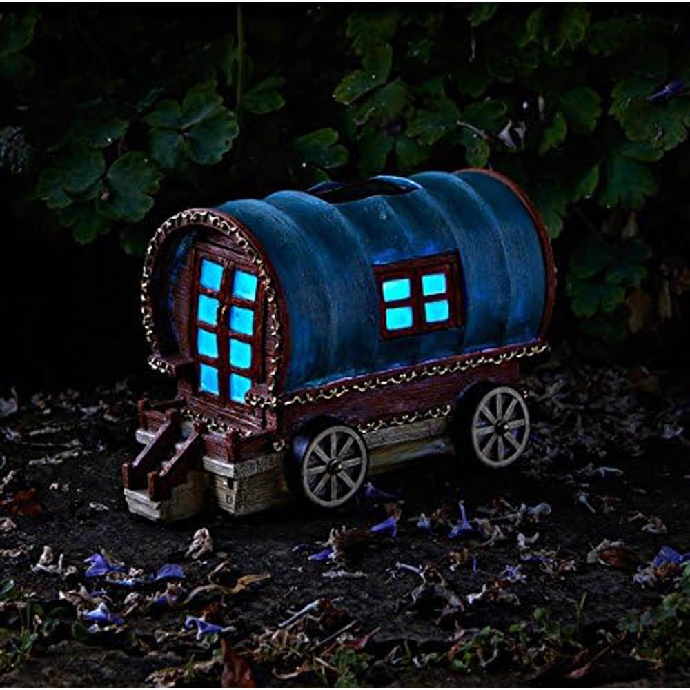 Marco Paul Solar Powered Light Up Colour Changing Gypsy Caravan Garden Ornament Image 5