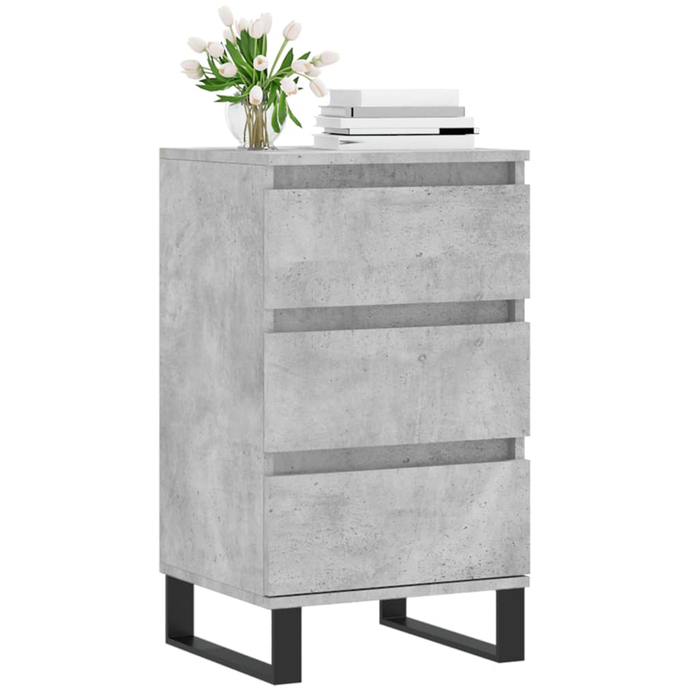 vidaXL 3 Drawer Concrete Grey Wooden Sideboard Image 3