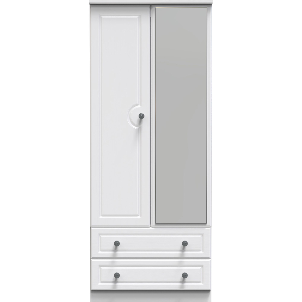 Crowndale Pembroke 2 Door 2 Drawer Matt White Mirror Wardrobe Ready Assembled Image 2