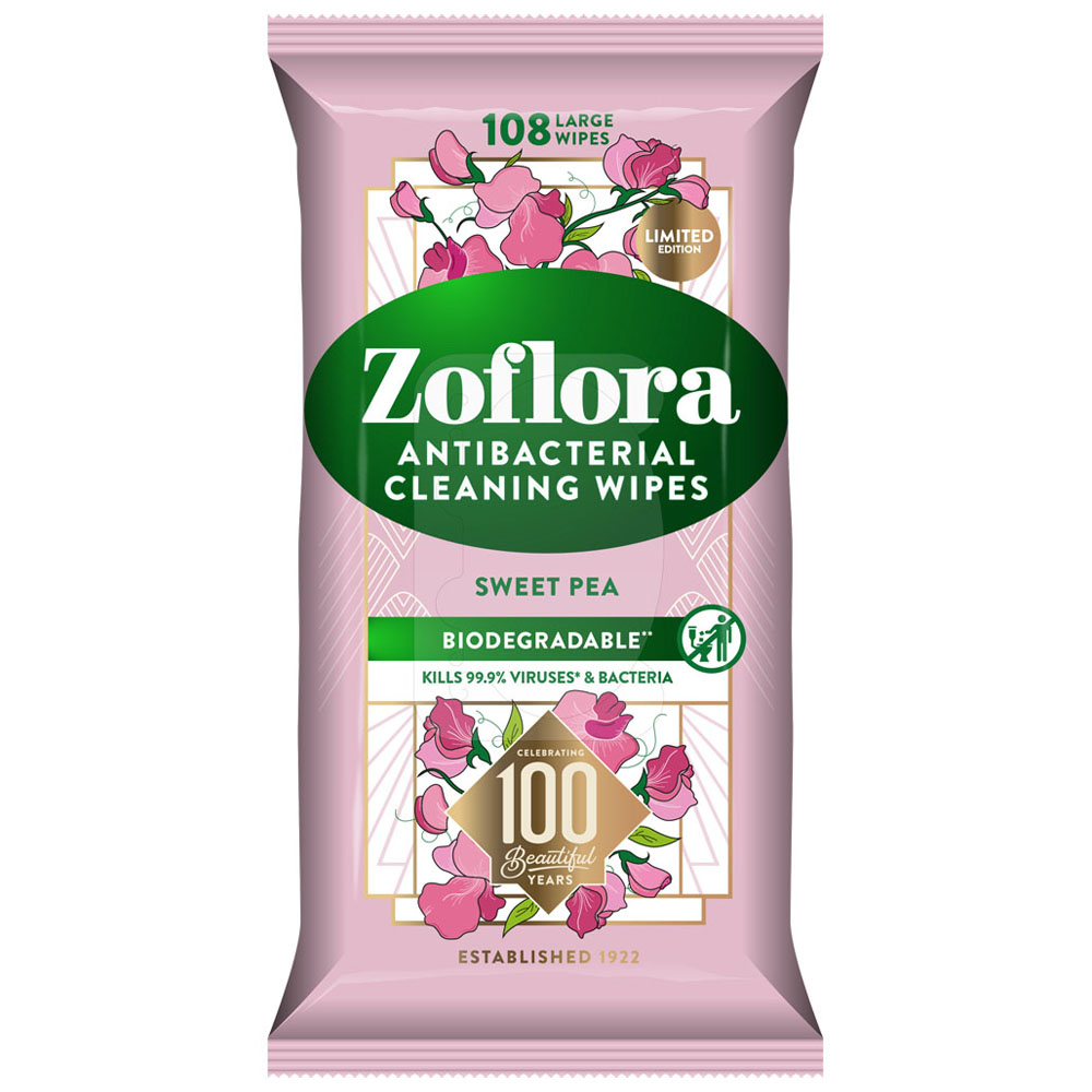 Zoflora Sweetpea Biodegradable Antibacterial Multisurface Cleaning Wipes Image 1