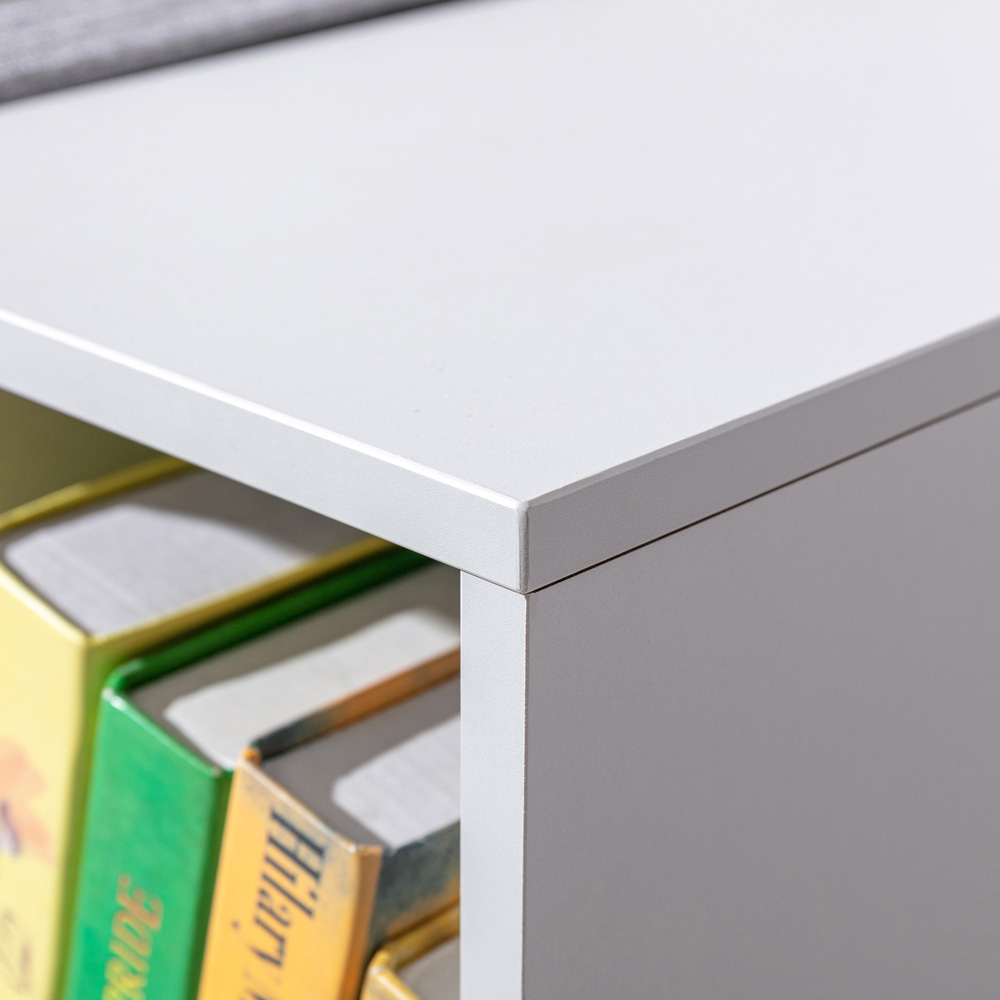 Portland 6 Shelf Grey Kids Bookcase with Cushioned Reading Seat Image 4