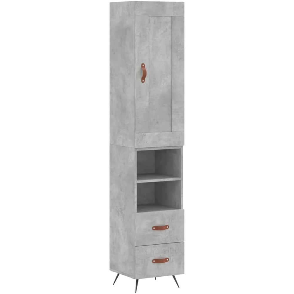 vidaXL Single Door 2 Drawer 2 Shelf Concrete Grey Highboard Image 2
