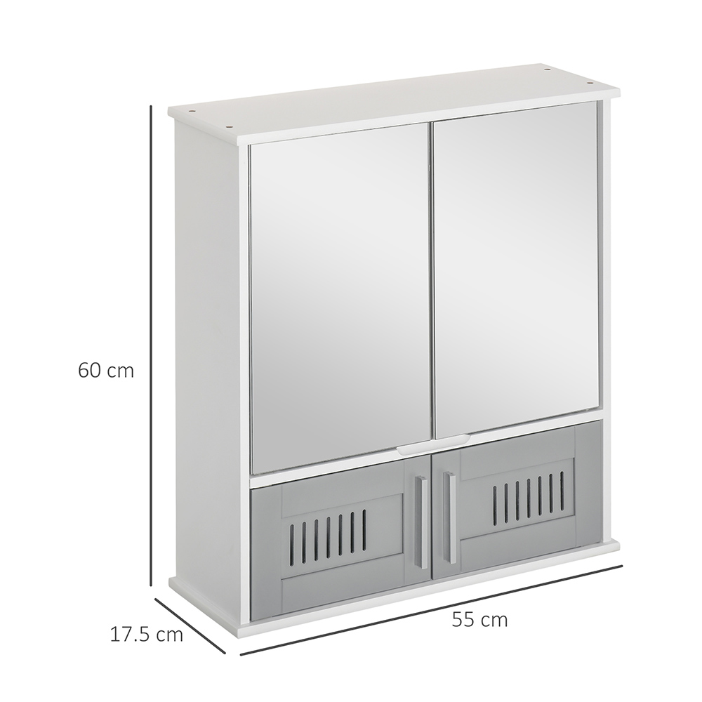 Kleankin White Bathroom Mirror Cabinet with Air Holes Image 3