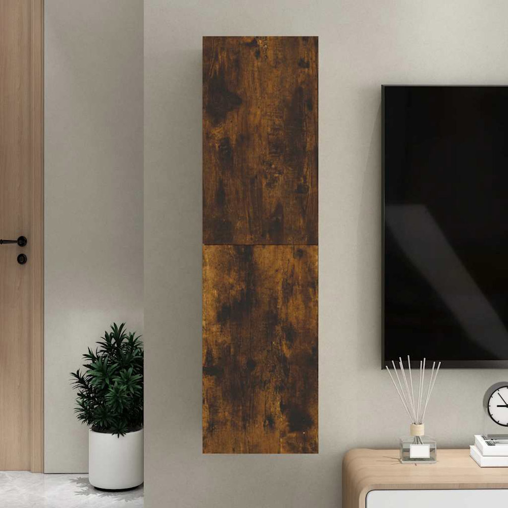 vidaXL Single Door Smoked Oak Wall Mounted Narrow TV Cabinet Image 3