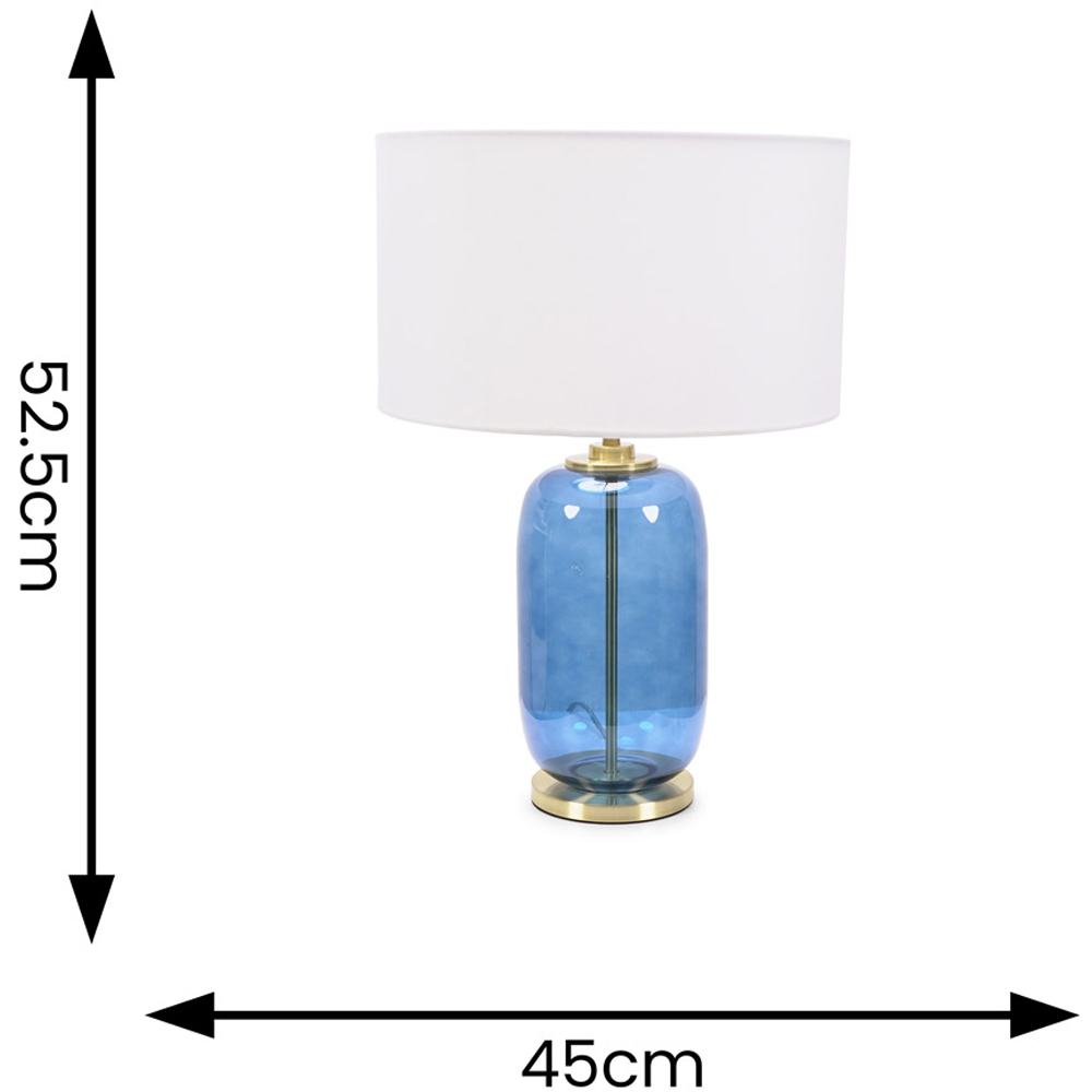 ValueLights Leigh Reni White Shade Navy Blue Glass LED Table Lamp Image 4